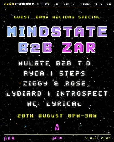 guEst. invites Mindstate & Zar Bank Holiday Special