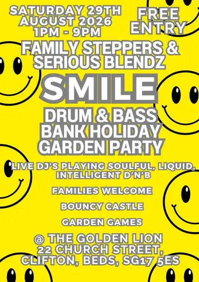 SMILE- Drum & Bass BANK HOLIDAY Garden Party-29th Aug