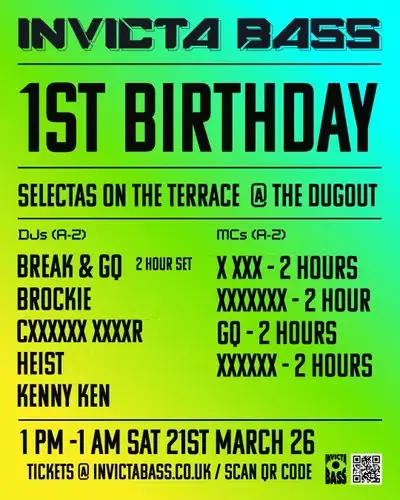 Invicta Bass 1st Birthday 'Selecta's on the Terrace'