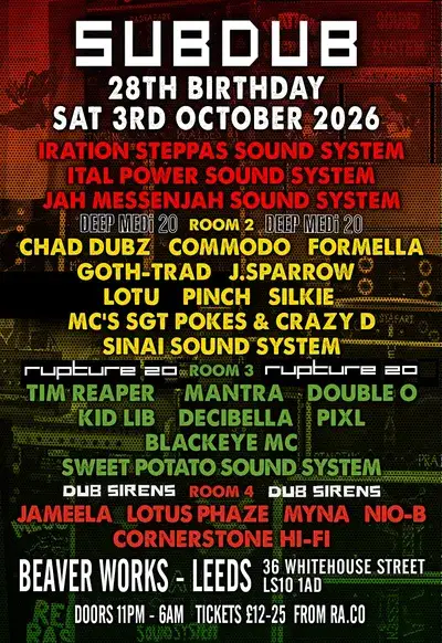 SUBDUB - 28TH BIRTHDAY / RUPTURE 20 / DEEP MEDI / DUB SIRENS